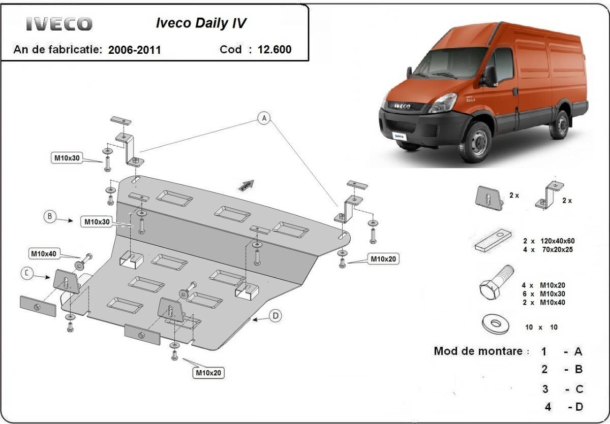 Cubre cárter metálico Iveco Daily 4 (2006-2011) a medida