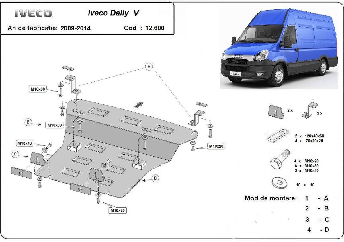 Cubre cárter metálico Iveco Daily 5 (2009-2014) a medida
