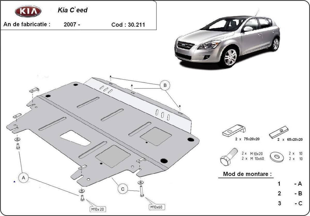 Cubre cárter metálico Kia Ceed (2007-2011) a medida