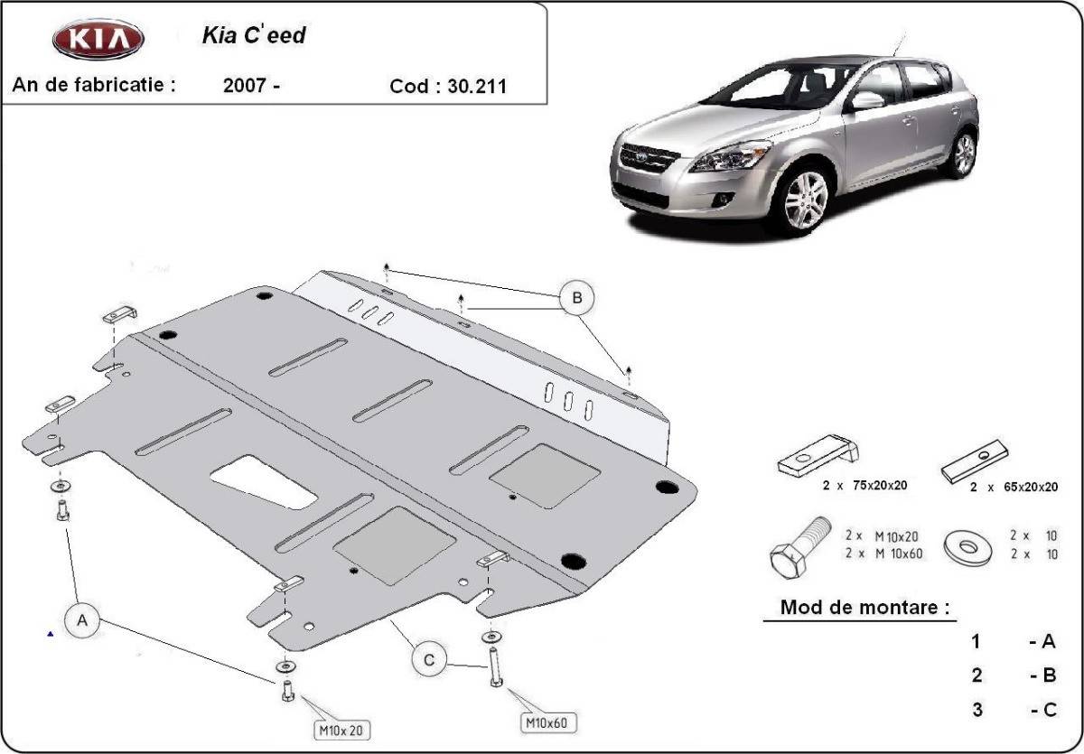 Cubre cárter metálico Kia Ceed (2007-2011) a medida