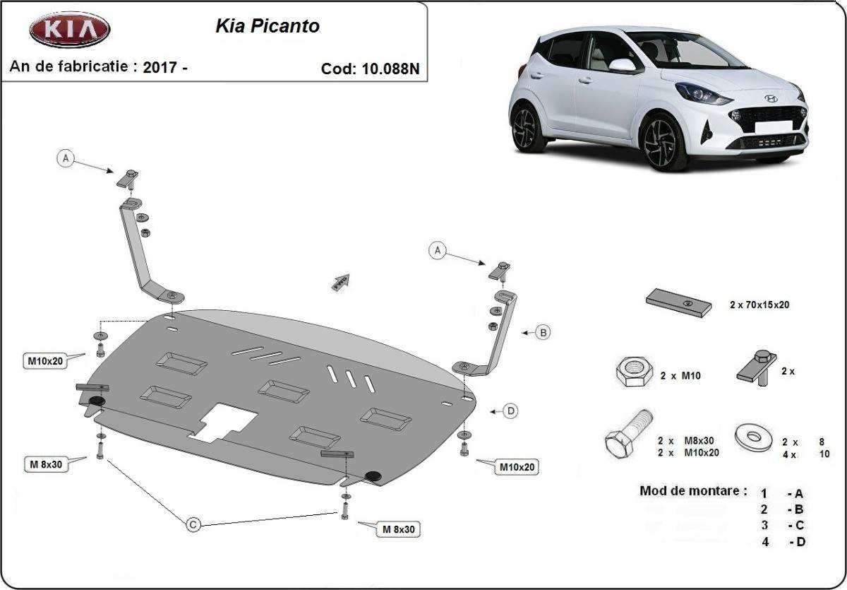 Cubre cárter metálico Kia Picanto (2017-2022) a medida