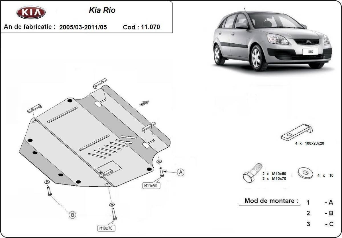 Cubre cárter metálico Kia Rio 2 (2005-2011) a medida