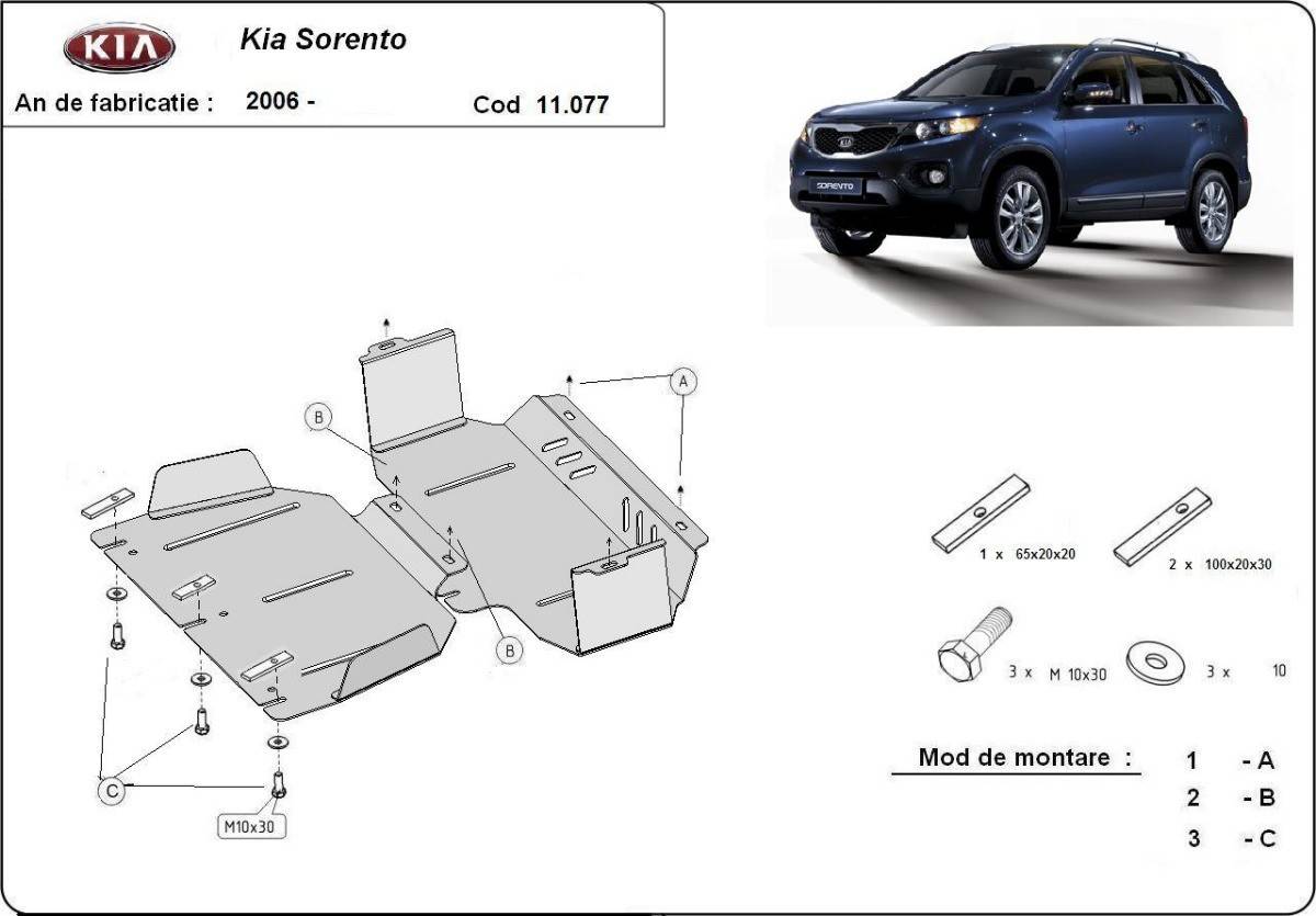 Cubre cárter metálico Kia Sorento (2006-2009) a medida