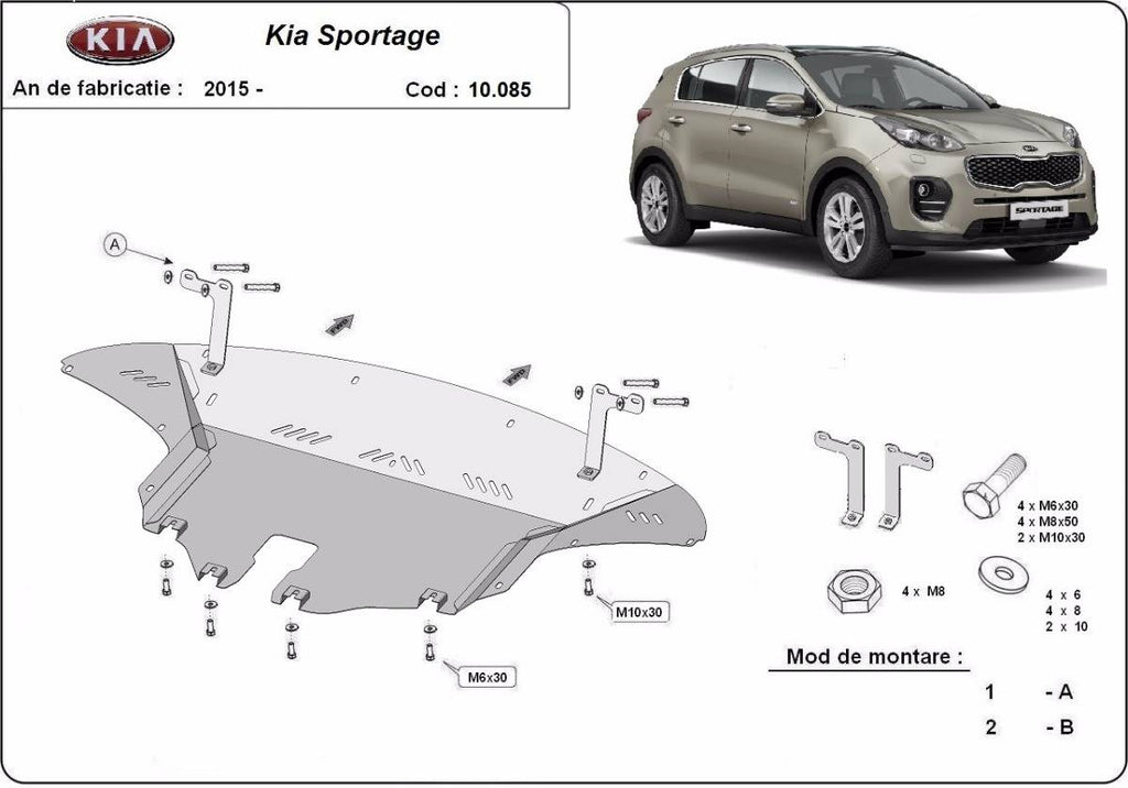 Cubre cárter metálico Kia Sportage (2015-2019) a medida