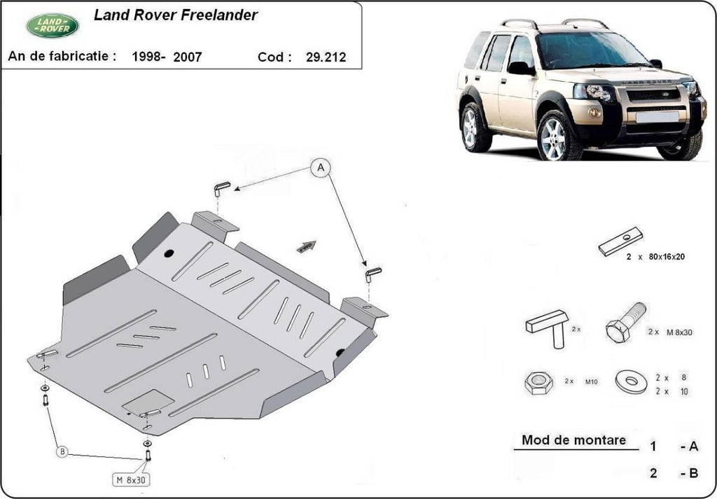 Cubre cárter metálico Land Rover Freelander 1 (1998-2007) a medida