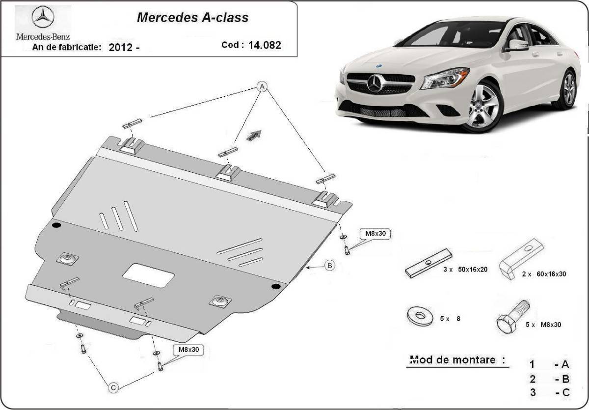 Cubre cárter metálico Mercedes Clase A W176 (2012-2019) a medida