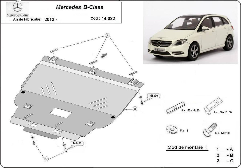 Cubre cárter metálico Mercedes Clase B W246 (2011-2019) a medida