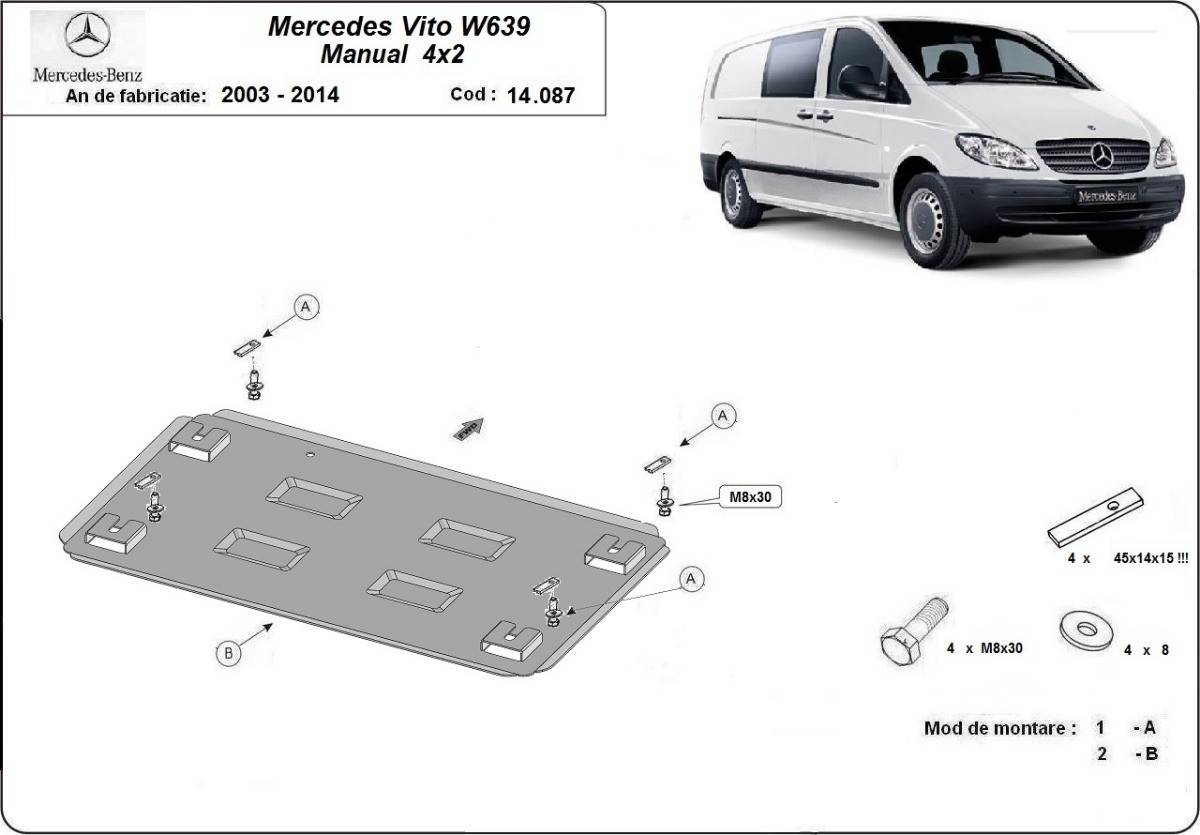 Cubre cárter metálico Mercedes Vito W639 - 2.2 D 4x2 (2003-2014) a medida