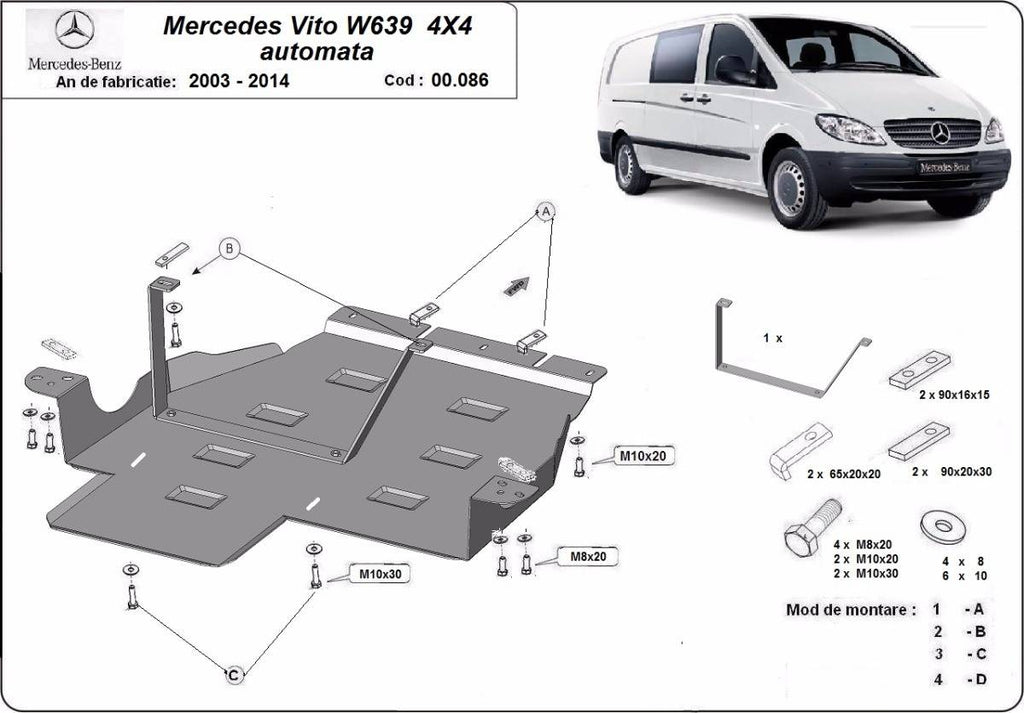 Protección de Caja de Cambios Mercedes Vito W639 - 4x4 - Caja de Cambios Automática (2003-2014)