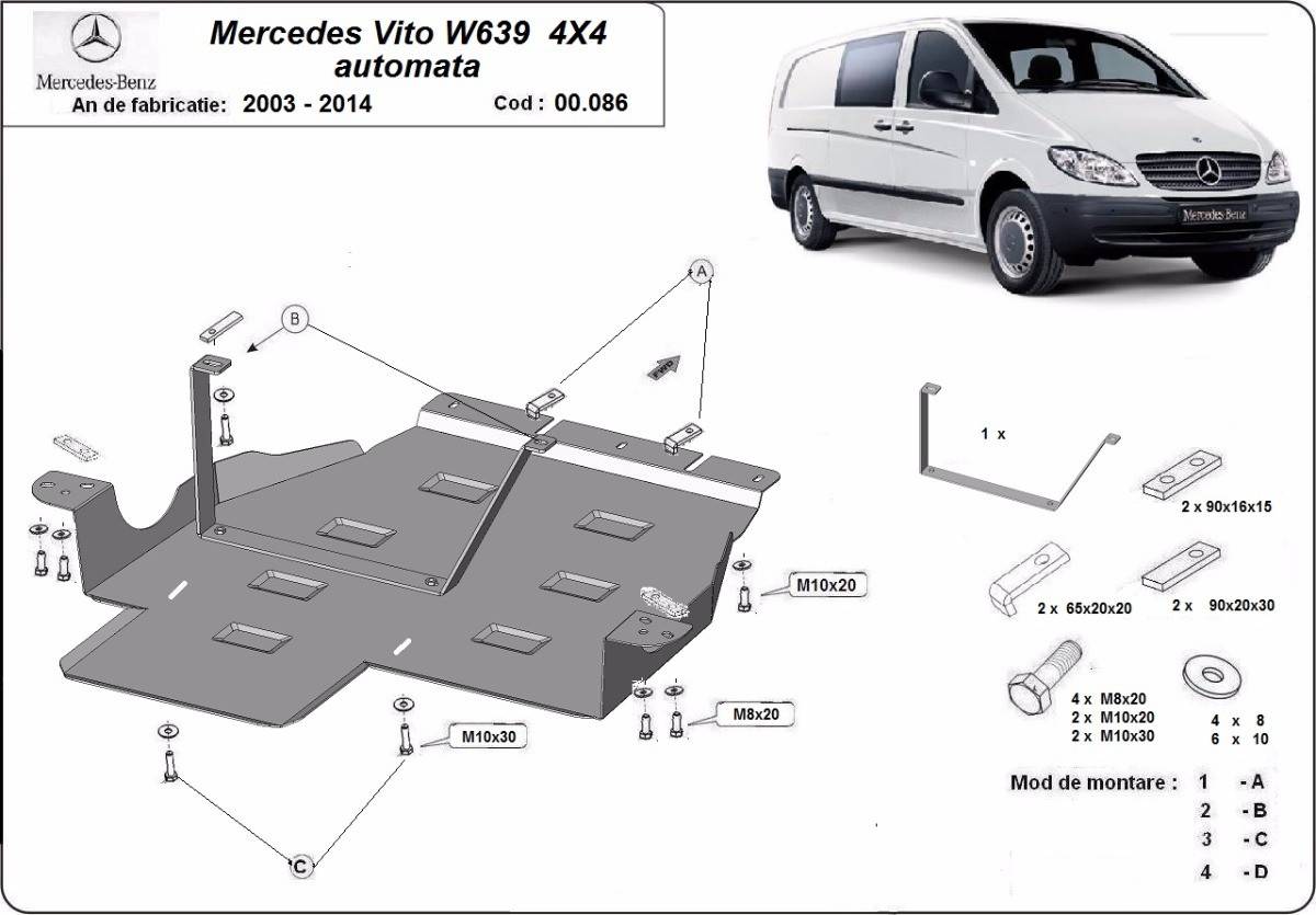 Protección de Caja de Cambios Mercedes Vito W639 - 4x4 - Caja de Cambios Automática (2003-2014)