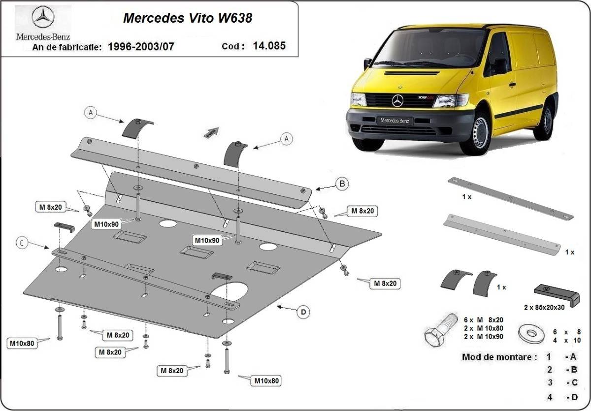 Cubre cárter metálico Mercedes Vito (1996-2003) a medida