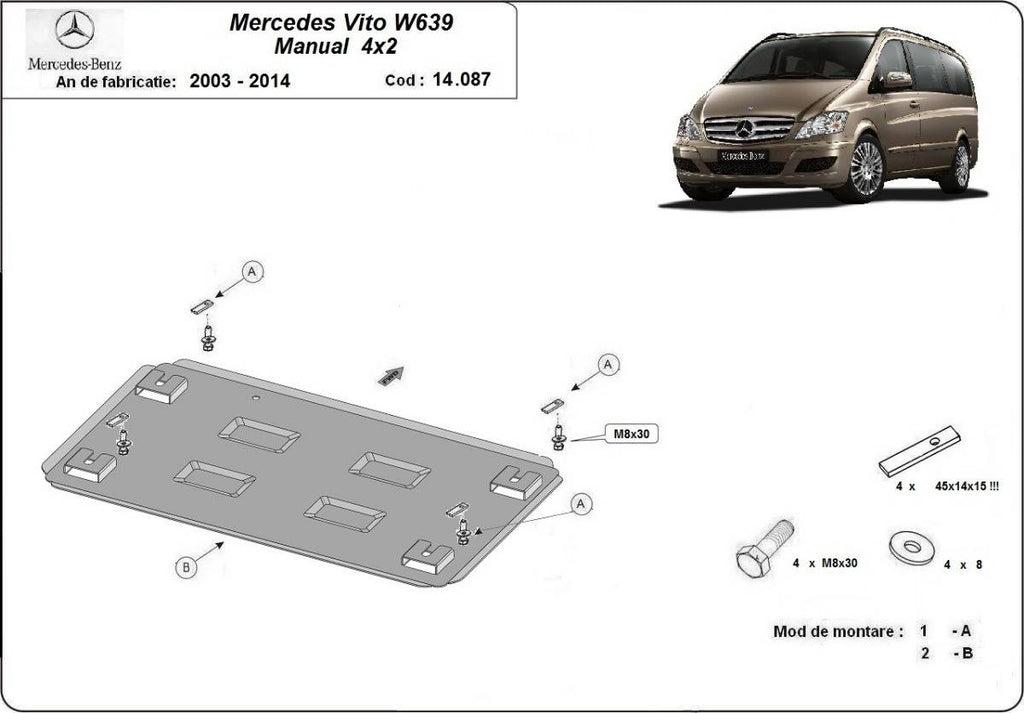 Cubre cárter metálico Mercedes Viano W639 - 2.2 D 4x2 (2003-2014) a medida
