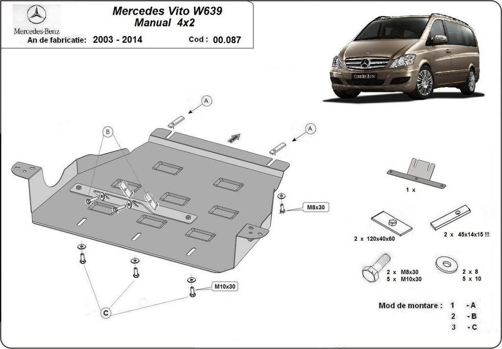 Protección de Caja de Cambios Mercedes Viano W639 - 2.2 D 4x2 (2003-2014)