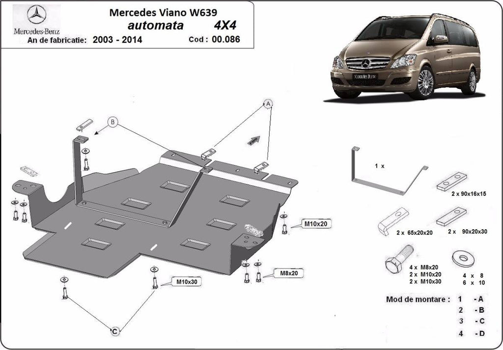 Protección de Caja de Cambios Mercedes Viano W639 - 4x4 - Caja de Cambios Automática (2003-2014)