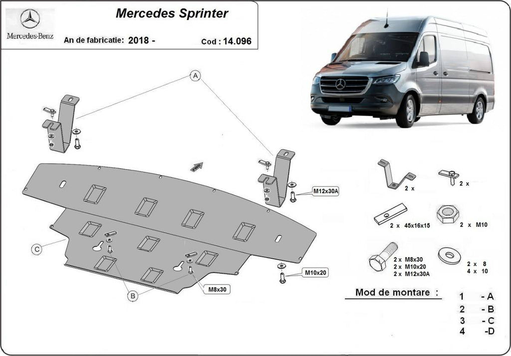 Cubre cárter metálico Mercedes Sprinter-RWD (2018-2022) a medida
