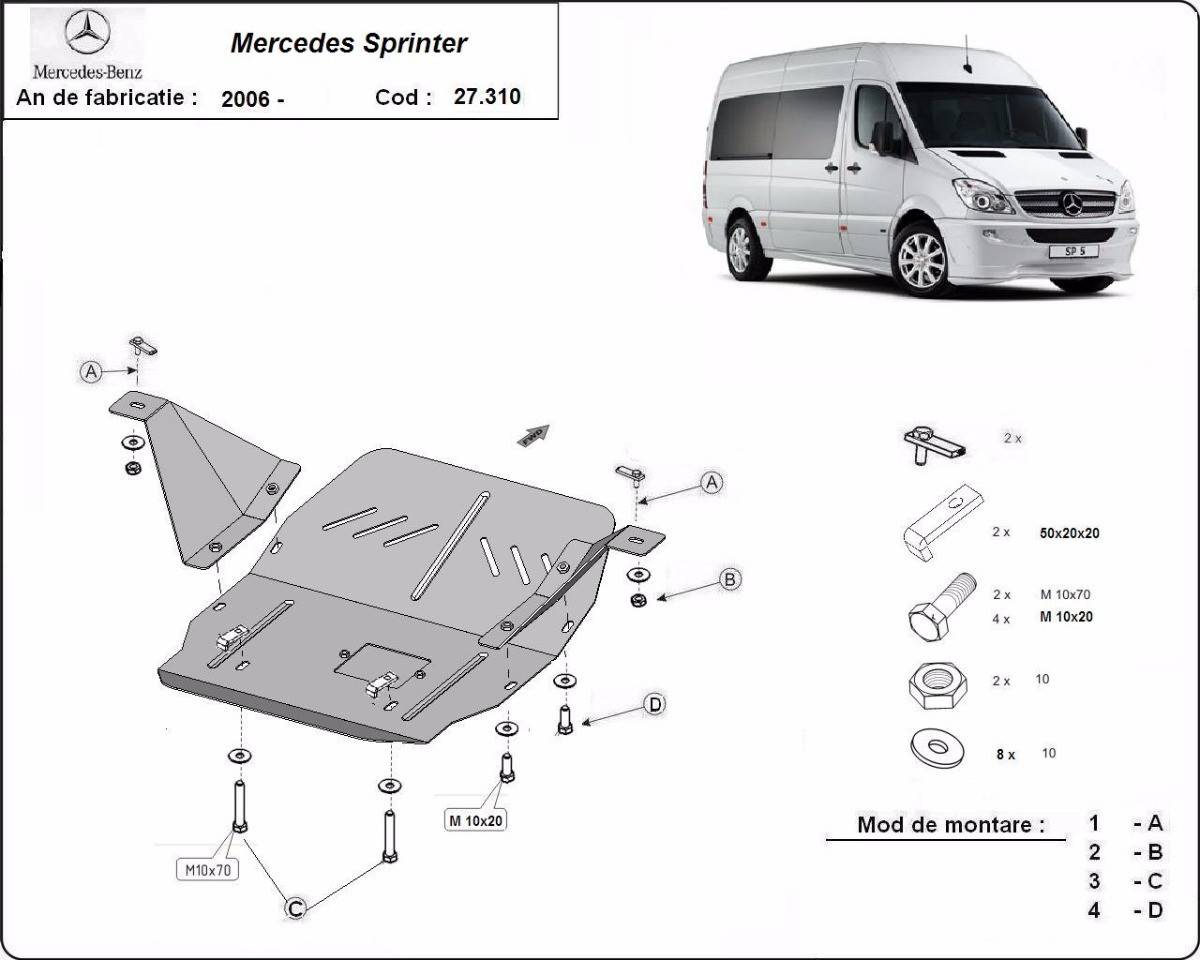 Cubre cárter metálico Mercedes Sprinter (2006-2018) a medida