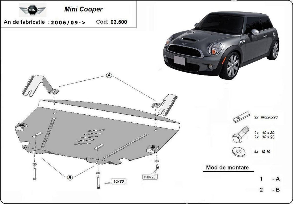 Cubre cárter metálico Mini Cooper R56 (2006-2014) a medida