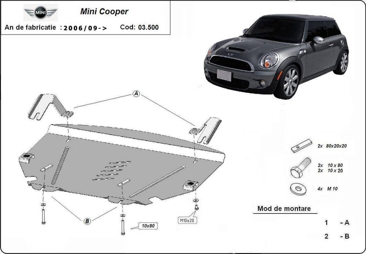 Cubre cárter metálico Mini Cooper R56 (2006-2014) a medida
