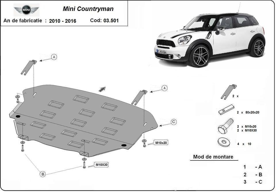 Cubre cárter metálico Mini Countryman (2010-2017) a medida