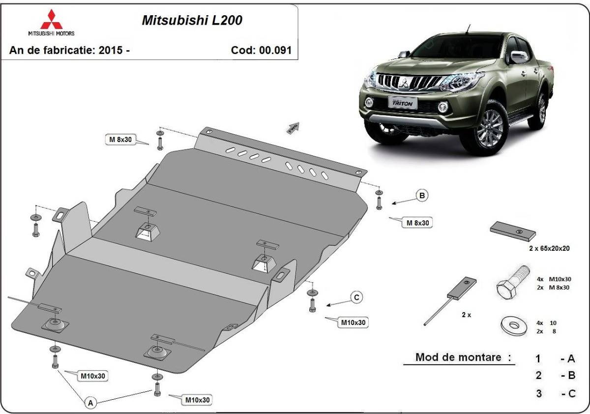 Cubre cárter metálico Mitsubishi L200 (2015-2022) a medida