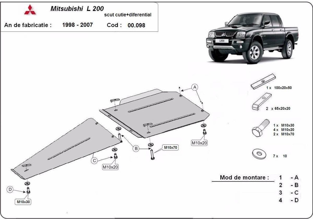 Protección de Caja de Cambios y Diferencial Mitsubishi L 200 (1998-2007)
