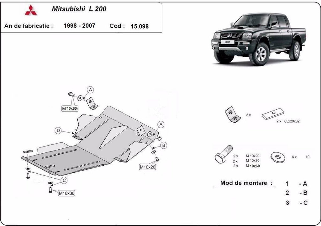 Cubre cárter metálico Mitsubishi L200 (1998-2007) a medida