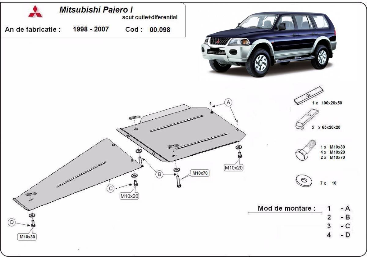 Protección de Caja de Cambios y Diferencial Mitsubishi Montero Sport 1 (1998-2007)