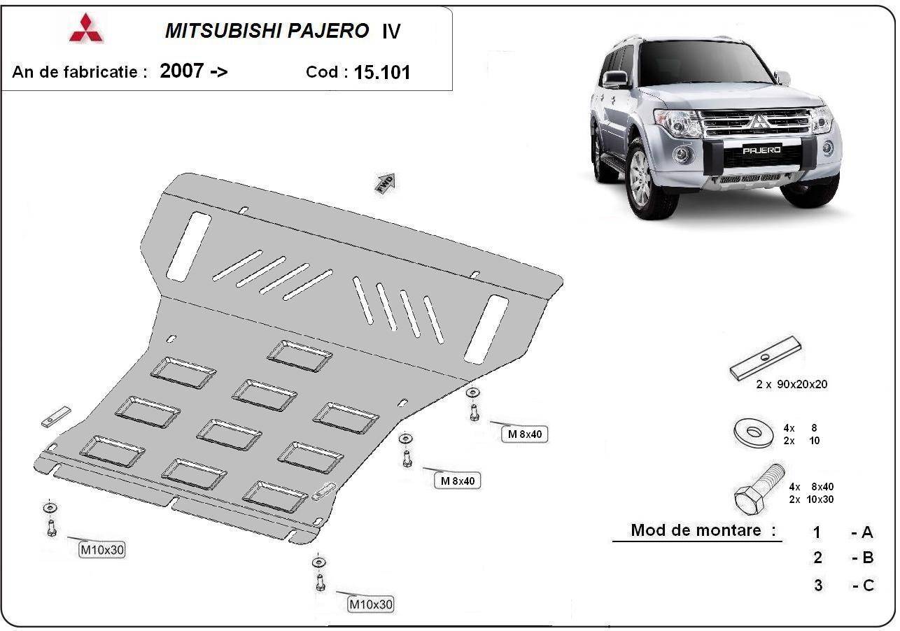 Cubre cárter metálico Mitsubishi Pajero 4 (V80, V90) (2007-2022) a medida