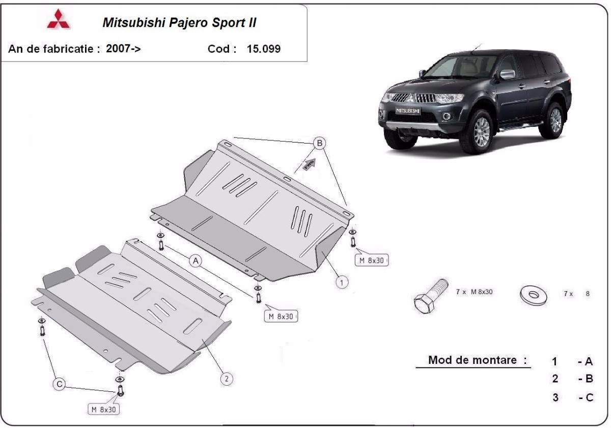Cubre cárter metálico Mitsubishi Pajero Sport 2 (2008-2016) a medida