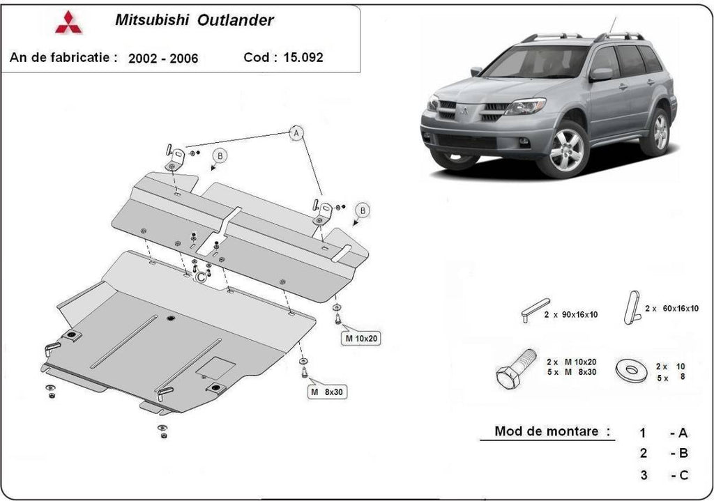 Cubre cárter metálico Mitsubishi Outlander (2002-2006) a medida