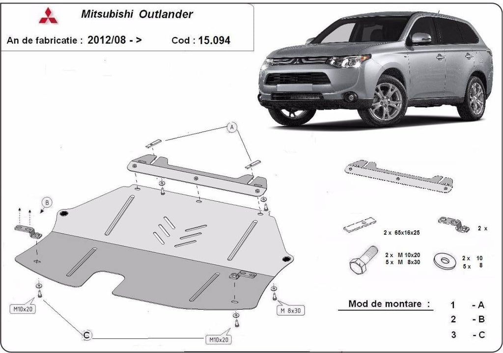 Cubre cárter metálico Mitsubishi Outlander (2012-2022) a medida