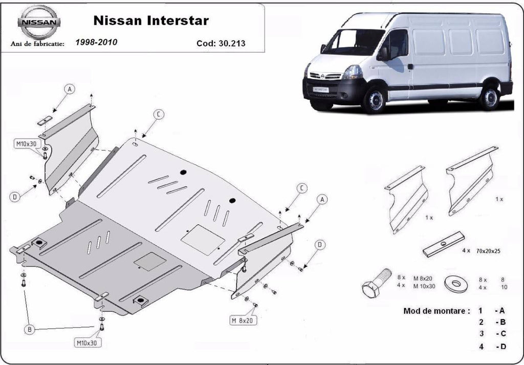 Cubre cárter metálico Nissan Interstar (1998-2010) a medida