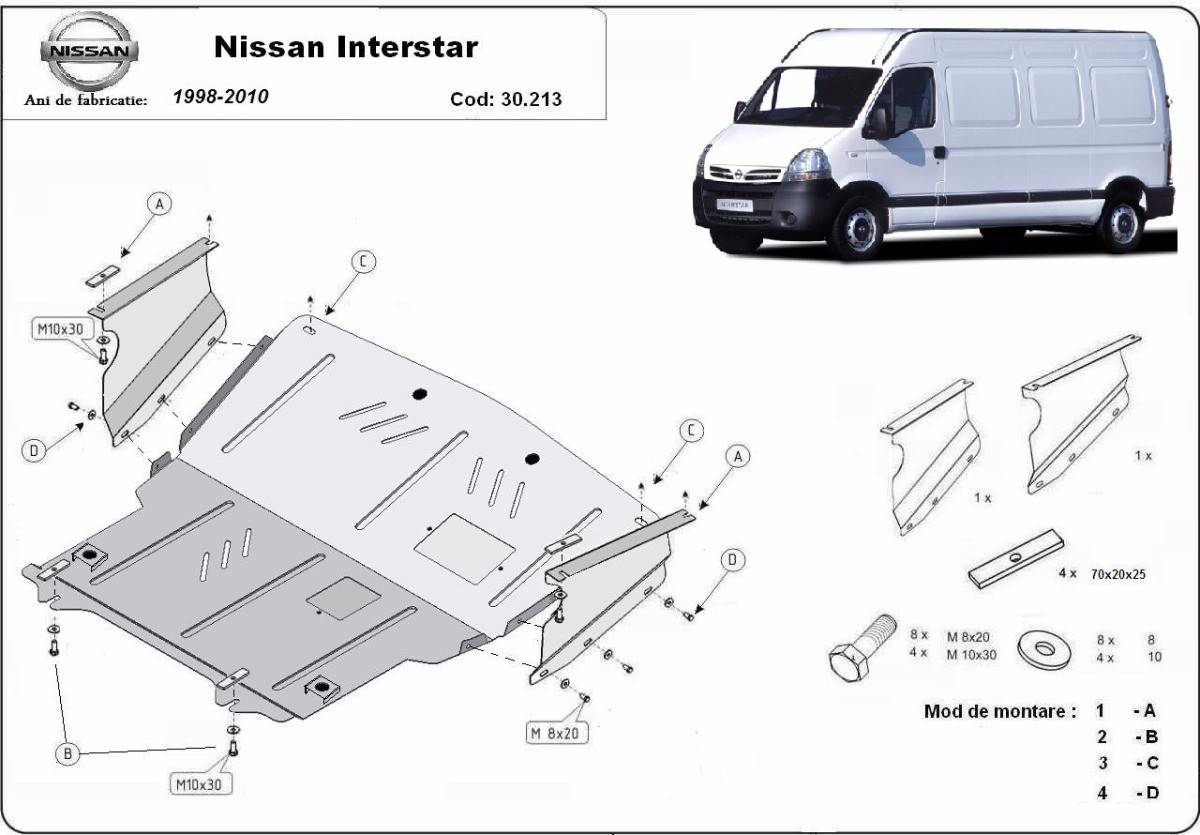 Cubre cárter metálico Nissan Interstar (1998-2010) a medida