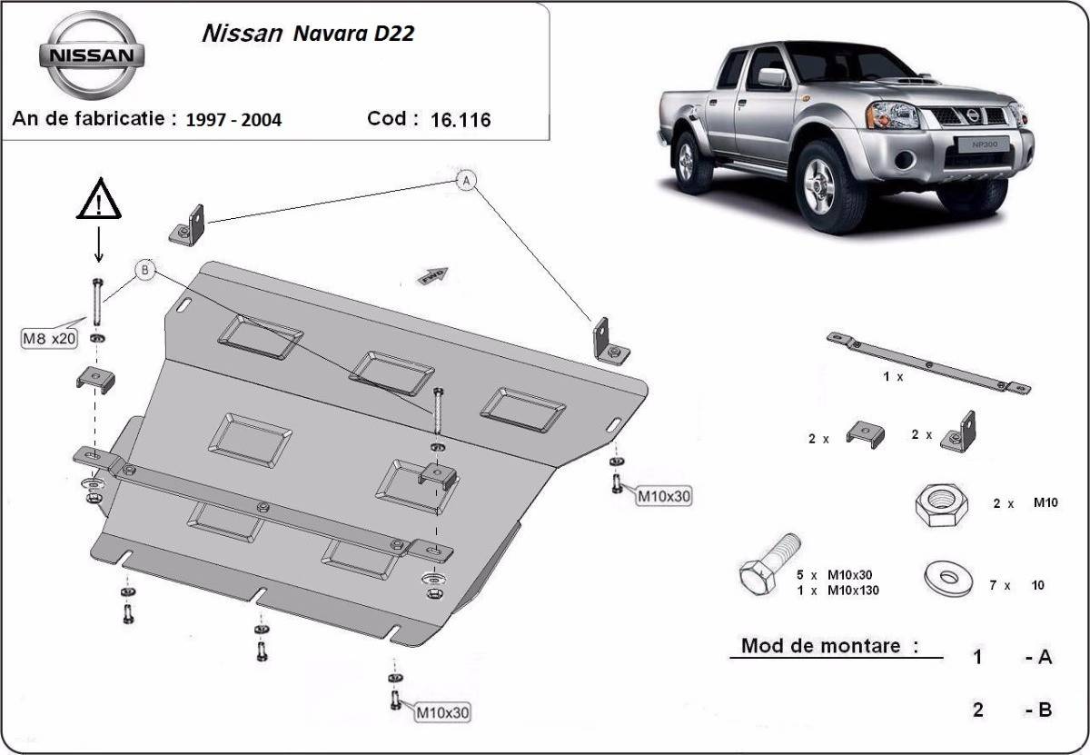 Cubre cárter metálico Nissan Navara D22 (1997-2014) a medida