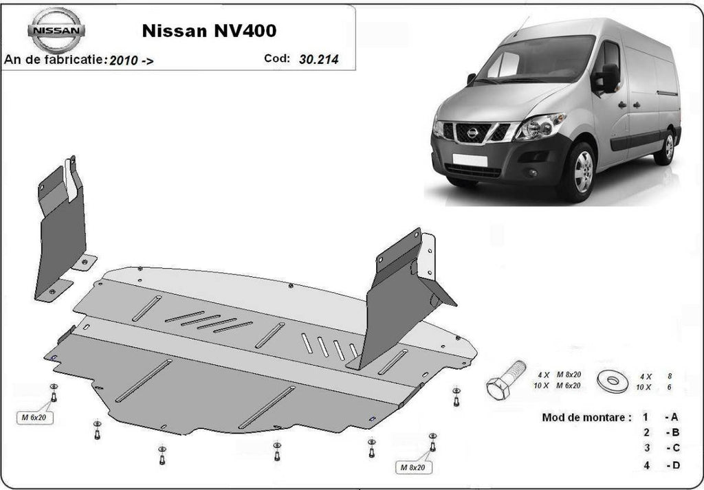 Cubre cárter metálico Nissan NV400 (2010-2022) a medida