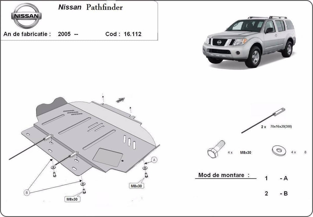 Cubre cárter metálico Nissan Pathfinder (2005-2015) a medida