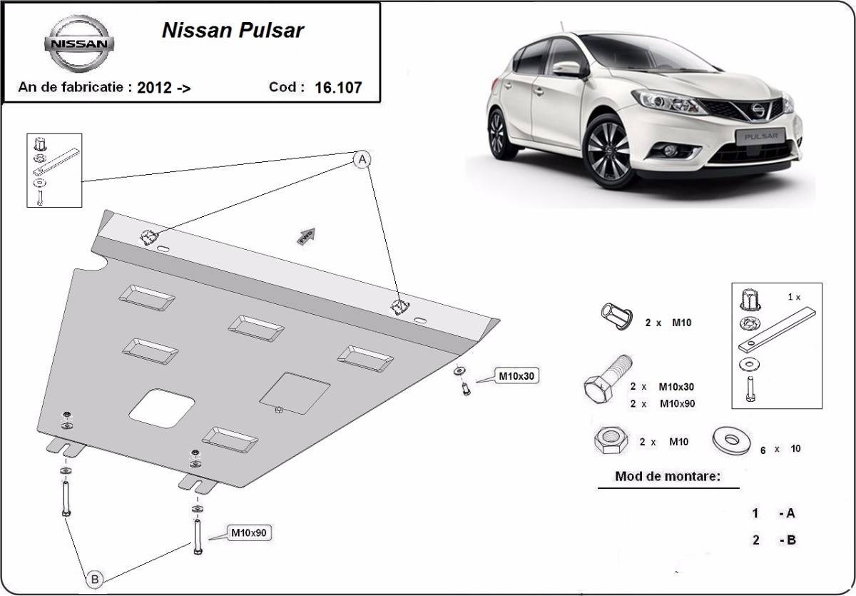 Cubre cárter metálico Nissan Pulsar (2012-2022) a medida