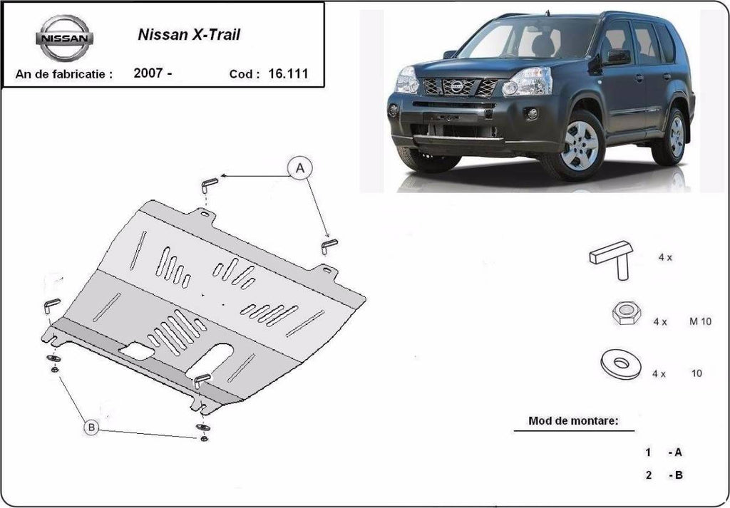 Cubre cárter metálico Nissan X-Trail T31 (2007-2013) a medida