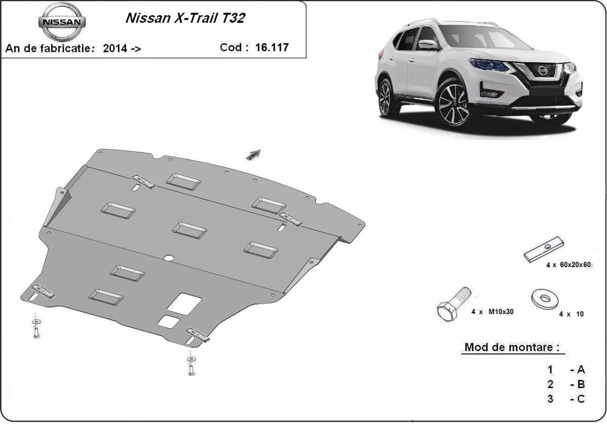 Cubre cárter metálico Nissan X-Trail T32 (2014-2022) a medida