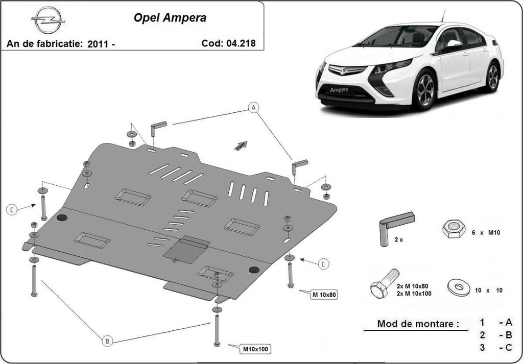 Cubre cárter metálico Opel Ampera (2011-2022) a medida