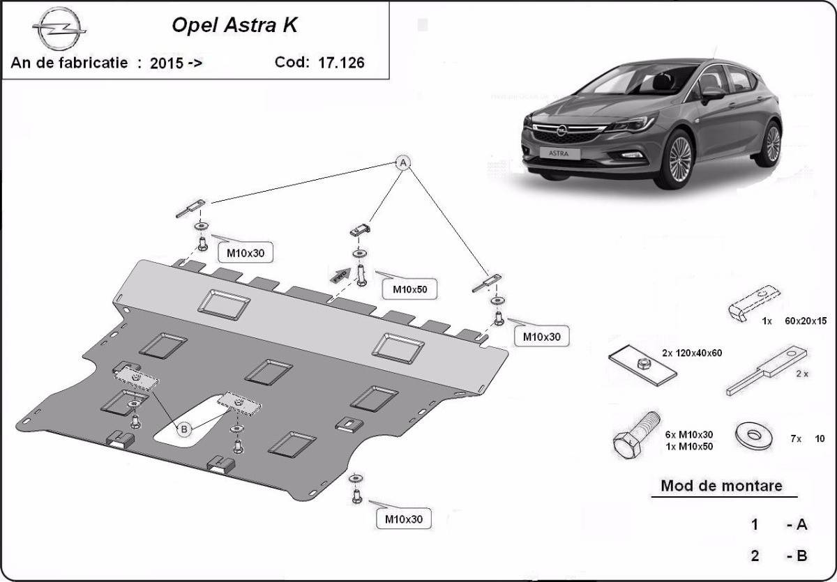 Cubre cárter metálico Opel Astra K (2015-2022) a medida
