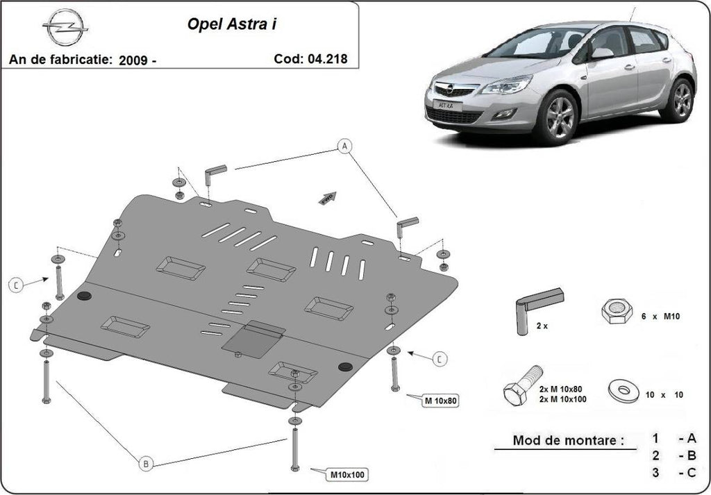 Cubre cárter metálico Opel Astra I (2010-2020) a medida