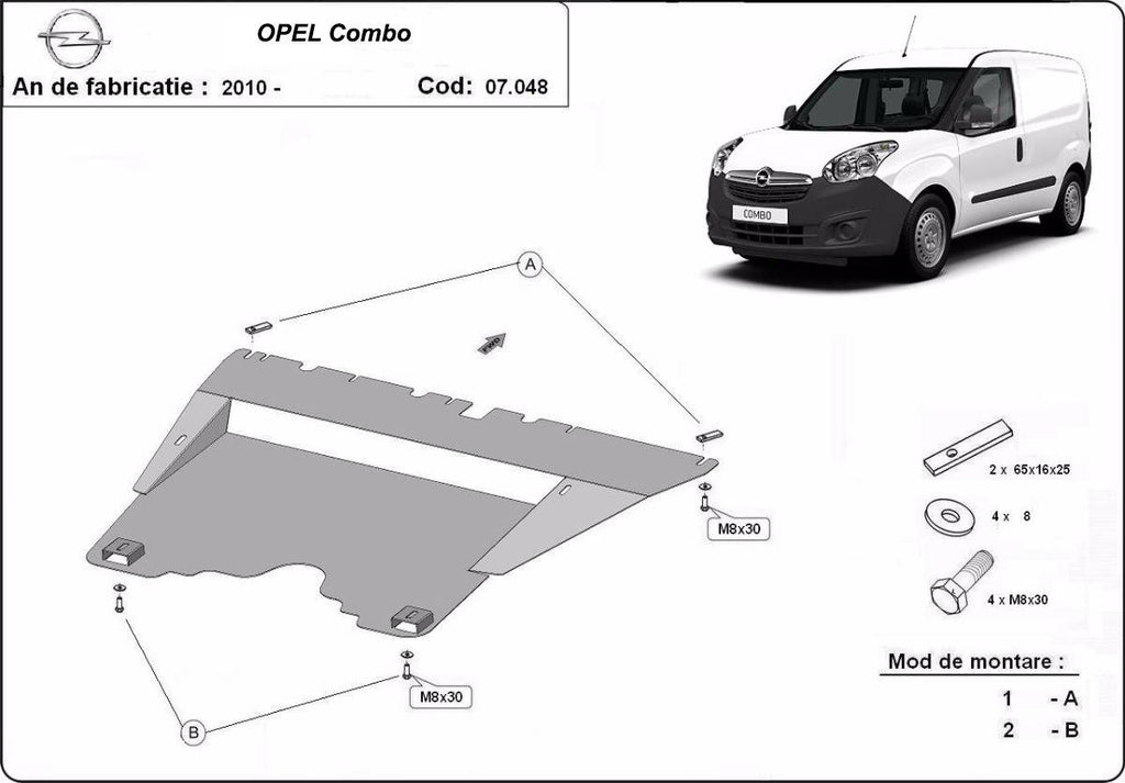 Cubre cárter metálico Opel Combo (2010-2017) a medida