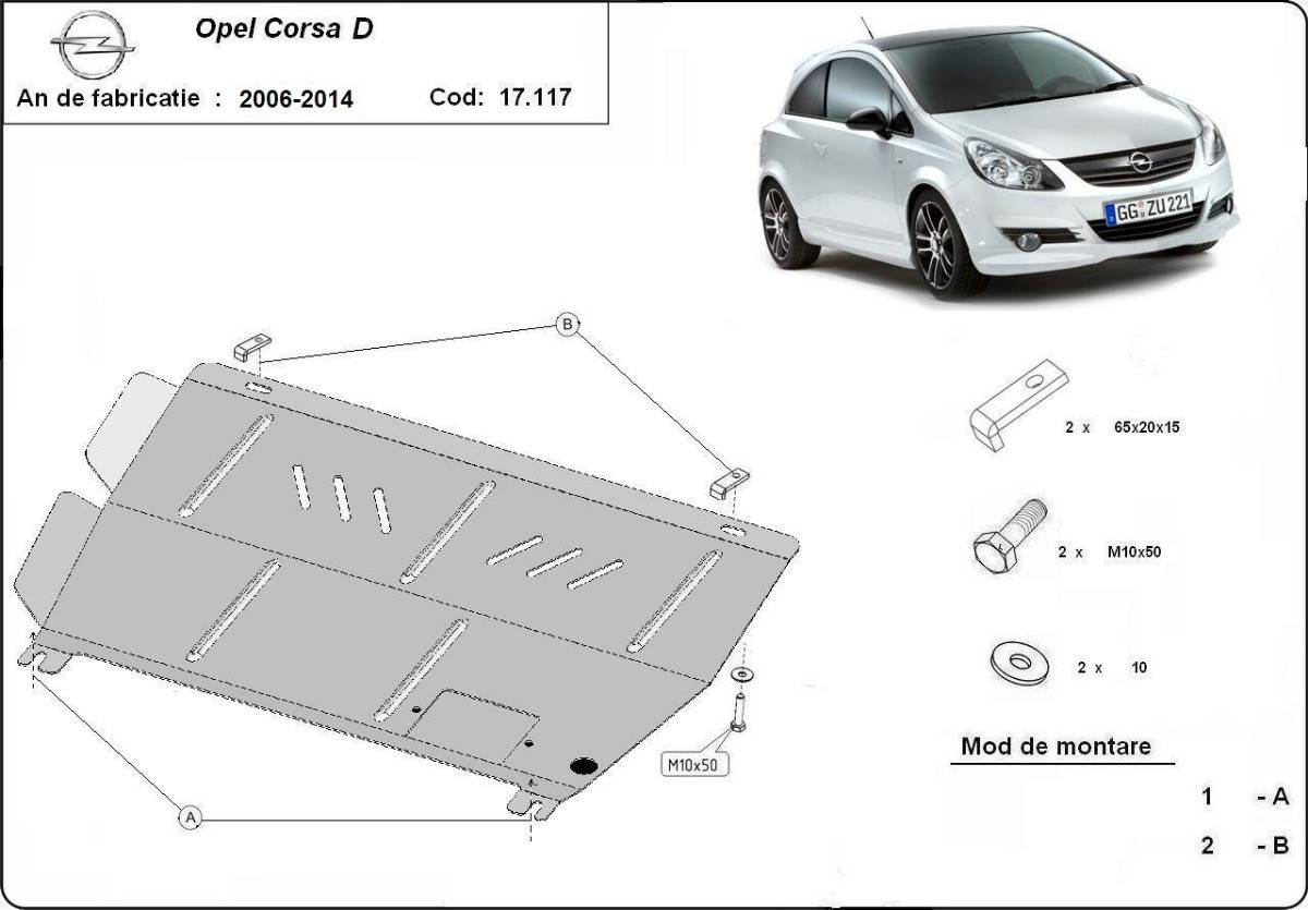 Cubre cárter metálico Opel Corsa D (2006-2014) a medida