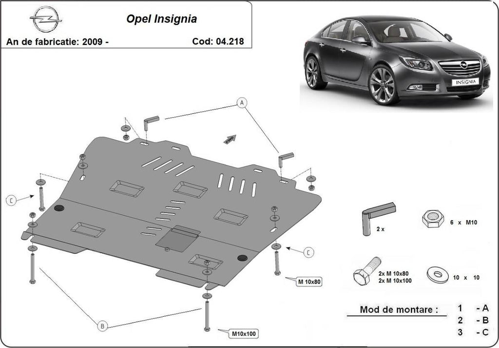 Cubre cárter metálico Opel Insignia (2009-2017) a medida
