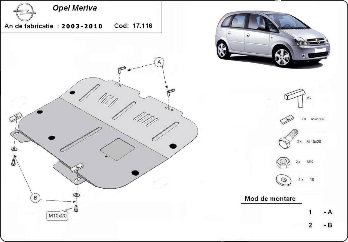 Cubre cárter metálico Opel Meriva (2003-2010) a medida