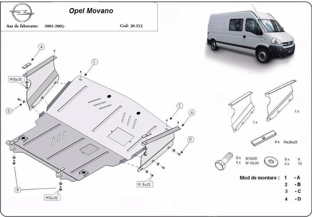Cubre cárter metálico Opel Movano (1998-2010) a medida