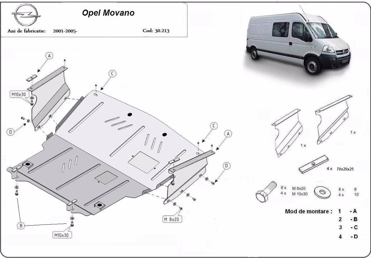 Cubre cárter metálico Opel Movano (1998-2010) a medida