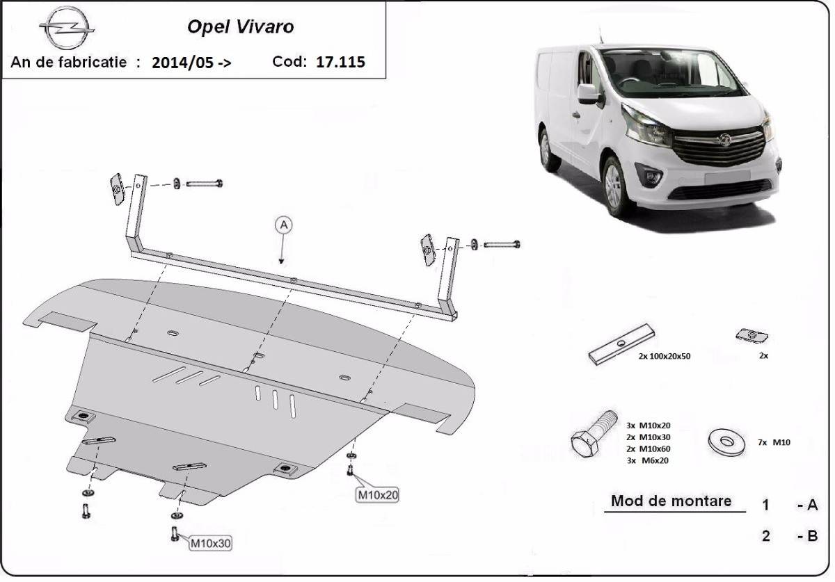 Cubre cárter metálico Opel Vivaro (2014-2019) a medida
