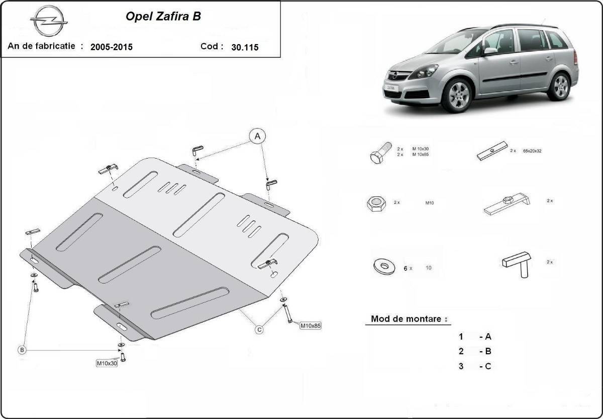 Cubre cárter metálico Opel Zafira B (2005-2011) a medida